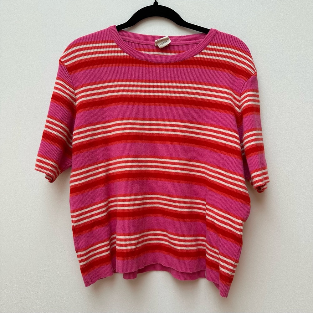 Lucy & Yak Striped Pink and Red Women's Sweater